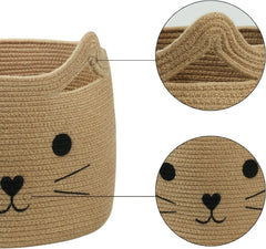 Enera Beige Foldable Jute Storage Basket with Lid