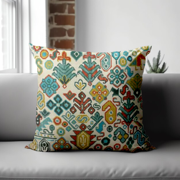 SRM KILI 404 Multi Color Cushion Cover 18x18 | Vibrant Home Accent | Enera