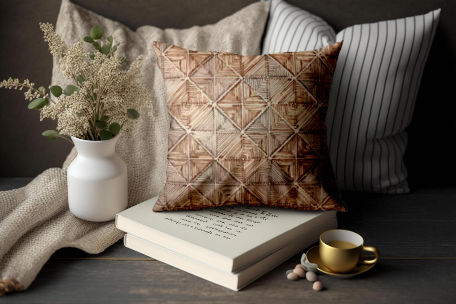 KCF Pina Sn 29223 Brown Cushion Cover 18x18 | Elegant & Durable | Enera