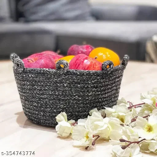Enera Knit Art Basket Medium Black Silver 18(L) x 18(W) x 14(H)