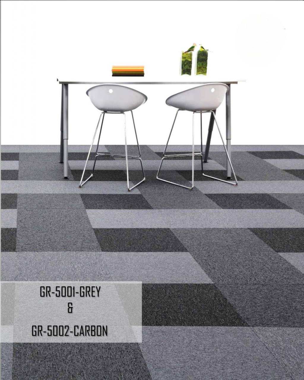 Hego Gravity Carpet Tile Plank | Grey & Carbon | Modern & Resilient Flooring | Enera