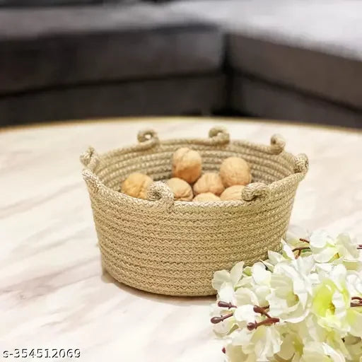 Enera Knit Art Basket Medium Khaki Silver 18(L) x 18(W) x 14(H)