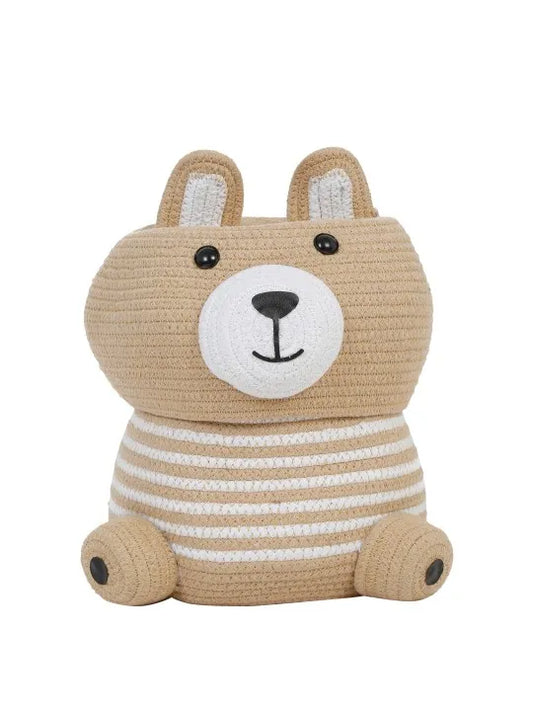 Enera Beige Jute Foldable Storage Basket with Lid & Handle