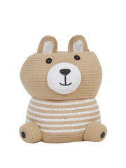 Enera Beige Jute Foldable Storage Basket with Lid & Handle