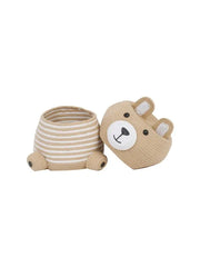 Enera Beige Jute Foldable Storage Basket with Lid & Handle