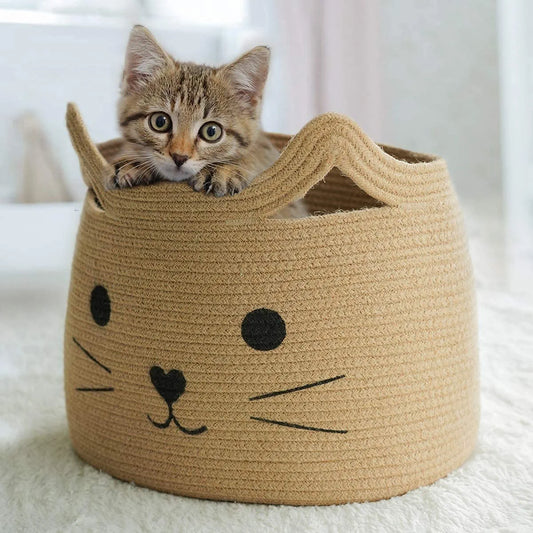 Enera Beige Foldable Jute Storage Basket with Lid