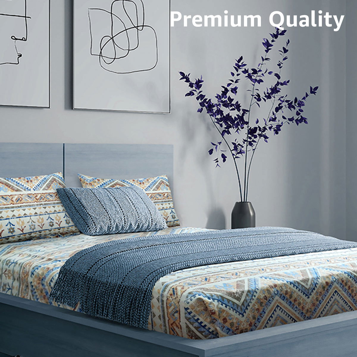 enera  - Ador Vibrant Hues Collection ROPR104012 Multi Color King Size Bedsheet